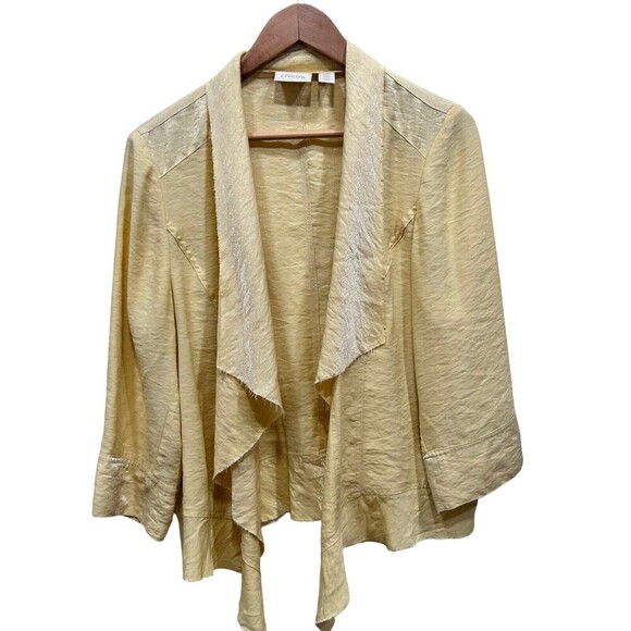 Chico’s Yellow Shimmer Rayon/Nylon Blend Cardigan Jacket Size 3 / XL - Picture 1 of 13